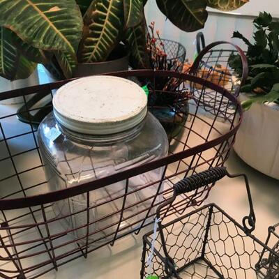 Antique to new metal wire baskets