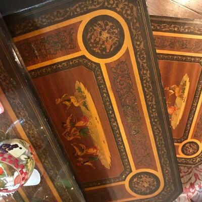 Antique inlaid stackable tables