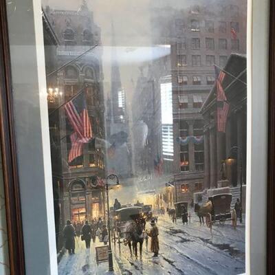 Signed and numbered print by G Harvey titled Wall Street - New York