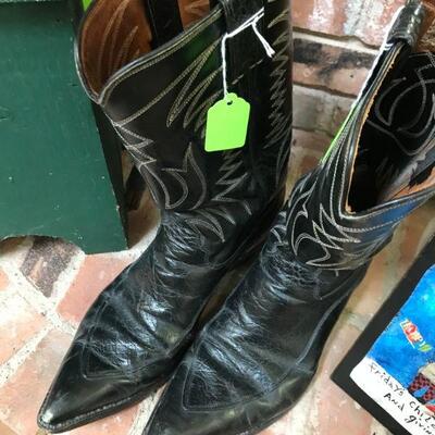 Justin Black Cowhide Men's pointed toe