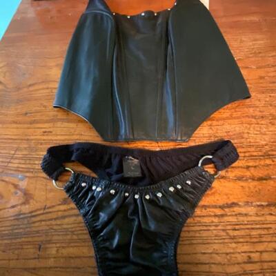 Leather top--leather thong