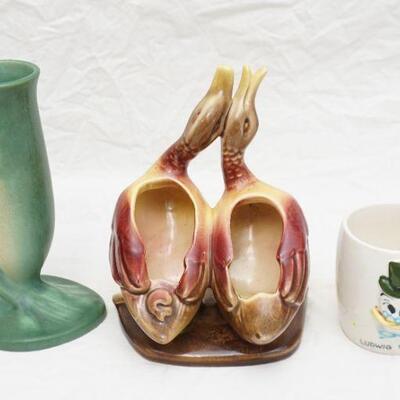 3 pc VINTAGE POTTERY INCL DISNEY - ROSEVILLE - HULL