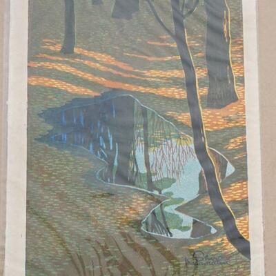 SHIRO KASAMATSU 1955 WOODBLOCK