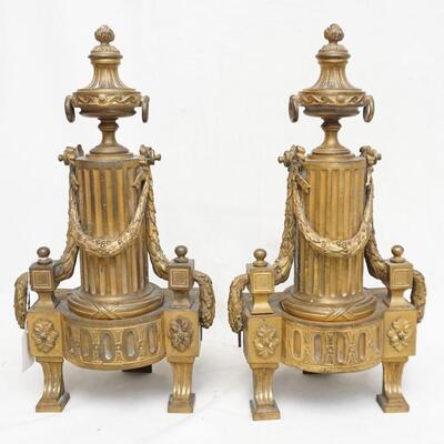 NAPOLEON III GILT BRONZE CHENETS