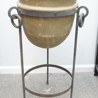 LARGE CONTINENTAL OLIVE JAR ON STAND
