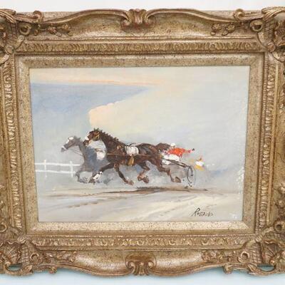 HARNESS RACING OIL ON CANVAS