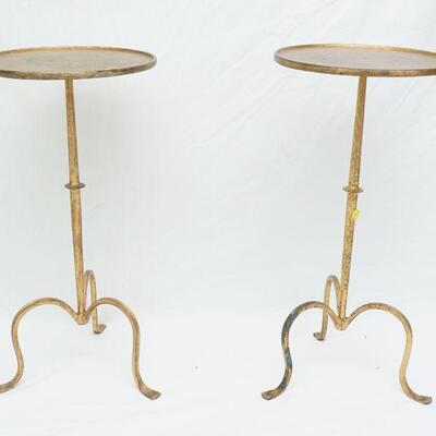 2 HAND FORGED GILT IRON MARTINI TABLES