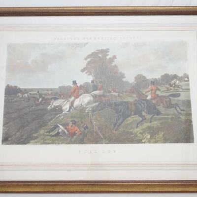 4 LARGE 19th c HERRING'S FOX HUNT ENGRAVINGS