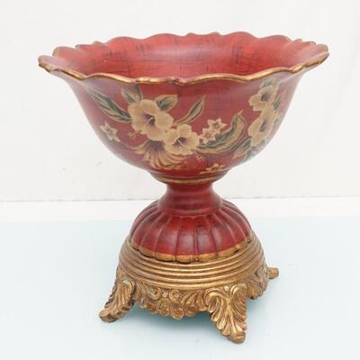 LARGE HAND PAINTED PORCELAIN COMPOTE
