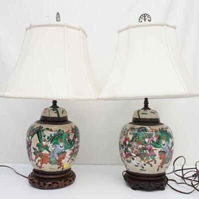 PAIR CHINESE GINGER JAR LAMPS