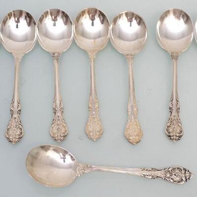 8 GORHAM STERLING KING EDWARD CREAM SOUP SPOONS