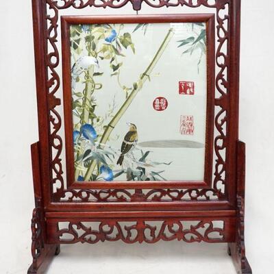 SUZHOU EMBROIDERY DOUBLE SIDED MORNING GLORIES & BIRDS