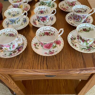 Royal Albert Old Country Roses Flower Month Tea Cups/Saucers