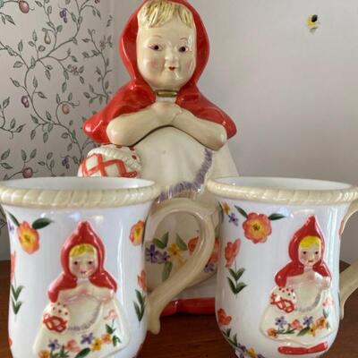 Reproduction Little Red Riding Cookie Jar/Mugs