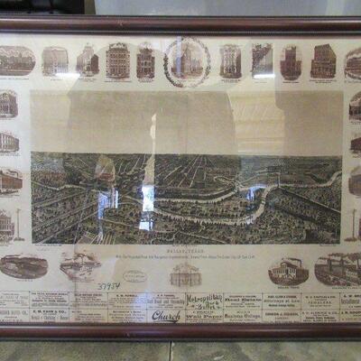 ANTIQUE 1892 LITHOGRAPH OF DALLAS TEXAS SHOWING RIVER AND NAVIGATIONAL IMPROVEMENTS AS VIEWED FROM OAK CLIFF BY PAUL GIRAUD FROM THE...