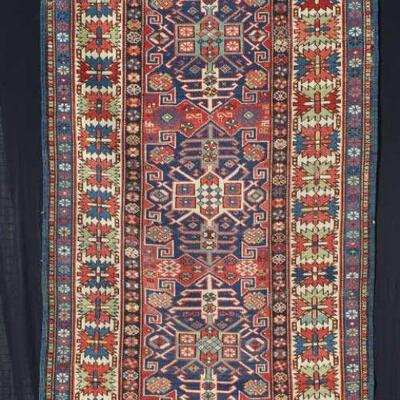 Caucasian Oriental Carpet Blue Field