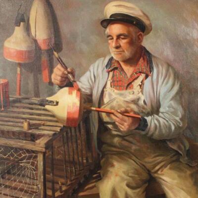 Painting of a Lobsterman
