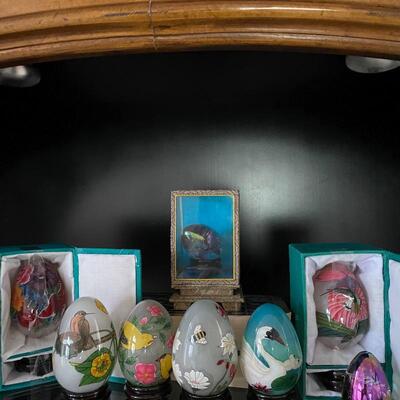 Hand painted glass eggs