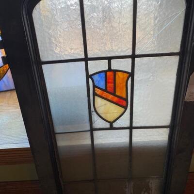 Antique Cathedral Stained Leaded Glass Window