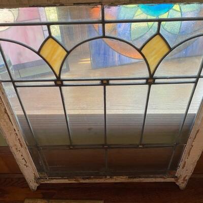 Antique Stained Leaded Glass Window