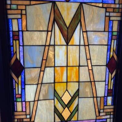 Frank Lloyd Wright Style Stained Leaded Glass Window