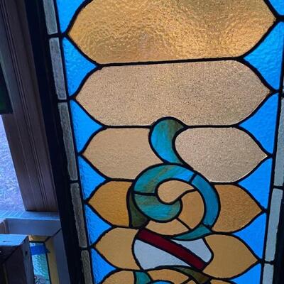 Antique LARGE, Stained Leaded Glass Window
