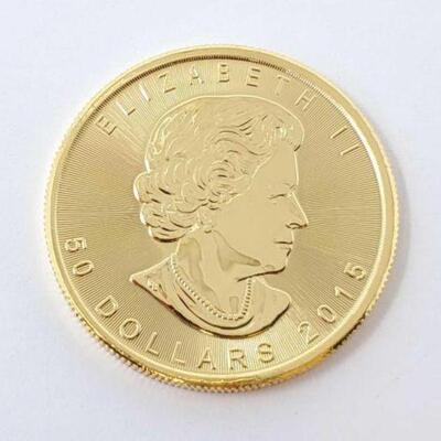 #708 • 1oz 2015 Canadian $50 .9999 Gold Leaf Coin