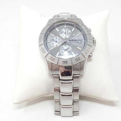 #1070 • Stainless Steel Fossil Blue Speedway Watch