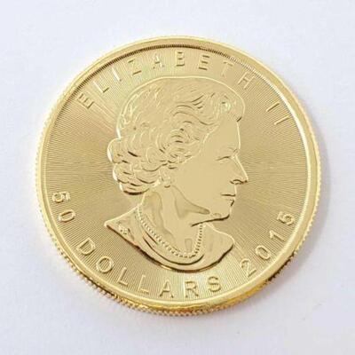 #718 • 1oz 2015 Canadian $50 .9999 Gold Leaf Coin

