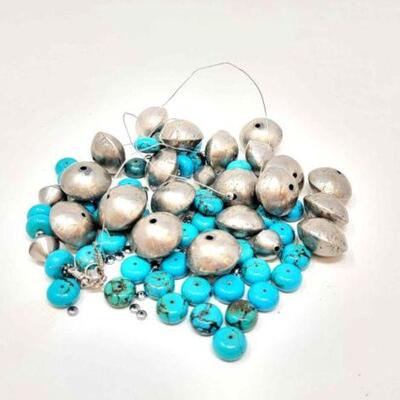 #1303 • Native American Sterling and Turquoise Pawn Bead