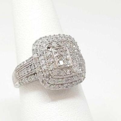 #1300 • Sterling Silver Diamond Chip Ring, 5.3g