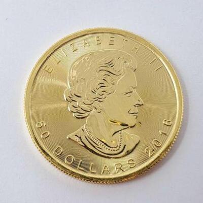 #706 • 1oz 2016 Canadian $50 .9999 Gold Leaf Coin