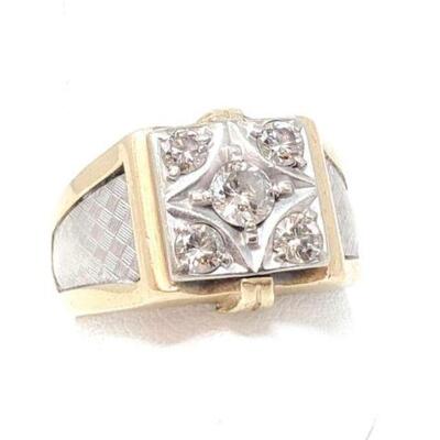#950 • 10K Gold Diamond Ring, 8.7g Weighs Approx: 8.7g Ring Size: 11 Diamond Size: .256ct and .128ct