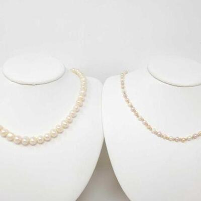 #1242 • 14K Gold Pearl Necklaces, 57.8g