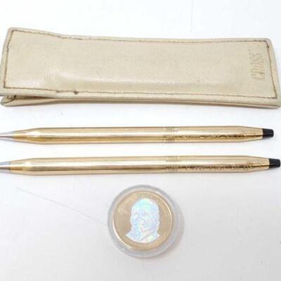 #1298 • 10K Gold Filled Pen and Pencil and Gold Dollar