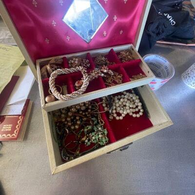 Collection of Jewelry and Vintage Jewelry Box