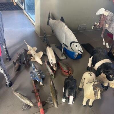 Animal wood carvings
