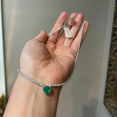 Emerald and diamond necklace