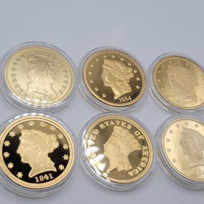 Set of Six Replica Coins of those from the 1800's