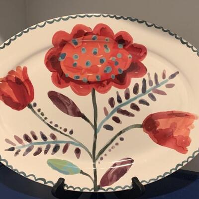 Pier One Imports Pink Flower 16in Serving Platter