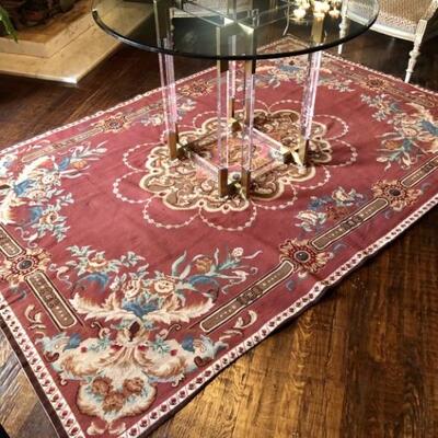 100% Wool Embroidered 2Ply Chain Stitched Area Rug, Measures 105x66