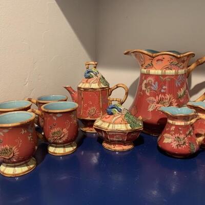 (9) Tracy Porter Hand Painted Tea Set & Pitcher:
The Artesian Road Collection
This collection is selling high online!
Tea Set has...