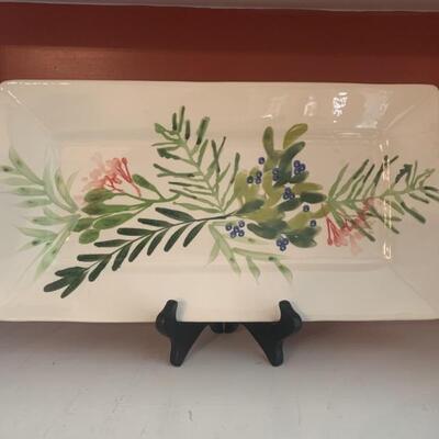 Long 21in Rectangular Hand Painted Platter by Tag