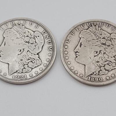 1890 & 1921 Morgan Dollar