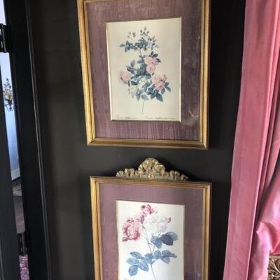 (2) Framed Italian Floral Prints, Roses