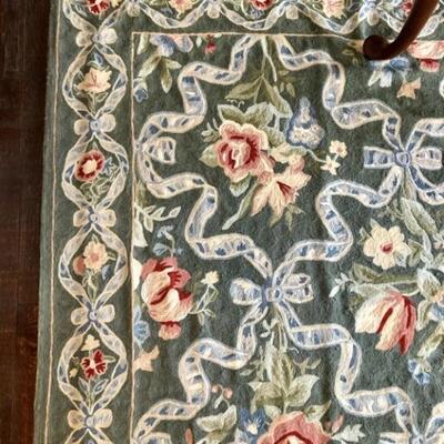 Chain Stitch Embroidered 2 ply 100% Wool Area Rug, Measures 125in x 98in