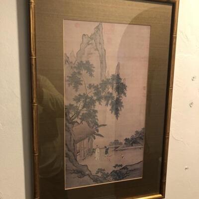 Chinese Yin & Yang in a 15x24in Monochrome Print
Mid Century Style in Bamboo Style Frame