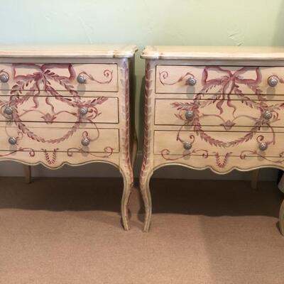2-Hand Crafted & Hand Painted Venetian Nightstands