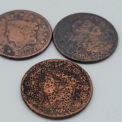 (3) Large Cent Coins