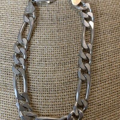 Sterling Silver Thick Figaro Chain Bracelet